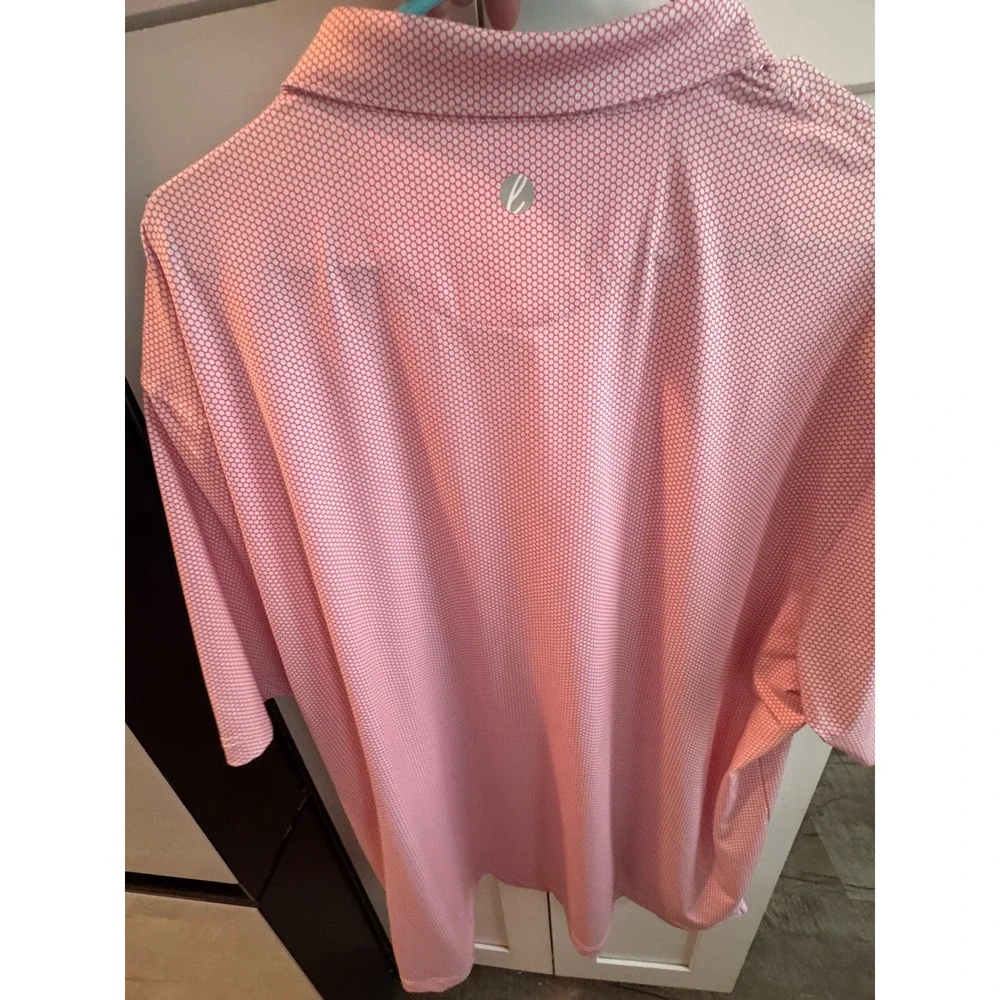 Loop Active Mens Golf Polo‎ Shirt XXL Pink White Honeycomb Geometric Performance
